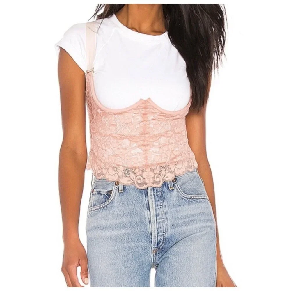 NWT We Are HAH Free People Bustier Corset Top Size Small Busta Move Copper Rose - Picture 1 of 11